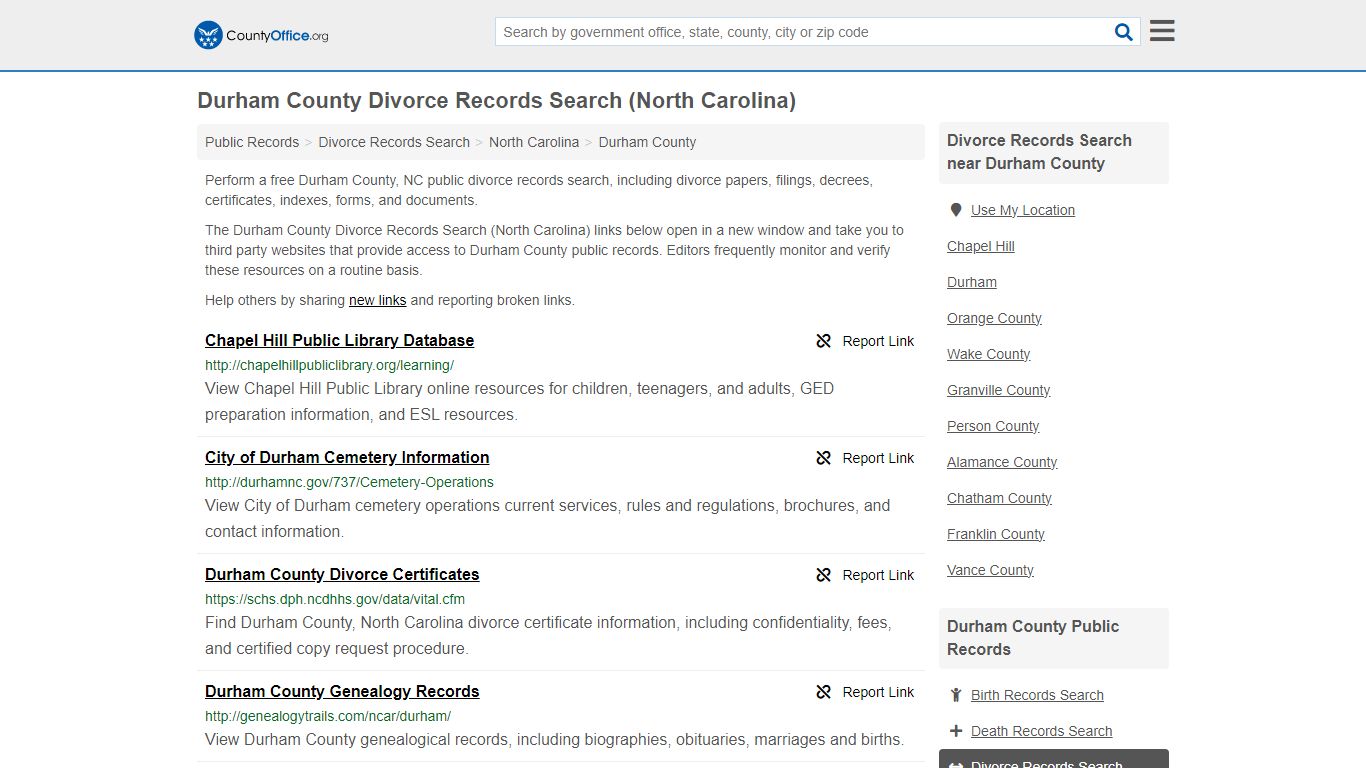 Durham County Divorce Records Search (North Carolina) - County Office